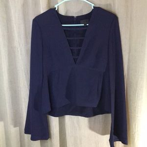 Intermix 'Nena' Bell Sleeve Blouse Navy Small